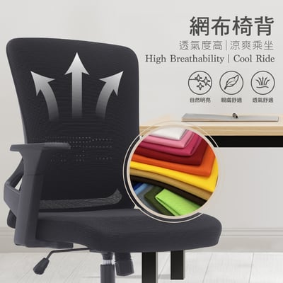 Keto凱拓中背扶手半網人體工學電腦椅-黑色6