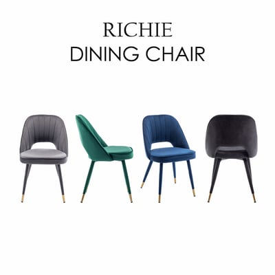Richie里希直紋絨布腳包金邊休閒餐椅-四色可選5