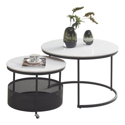 岩語滾輪收納套几-白色1