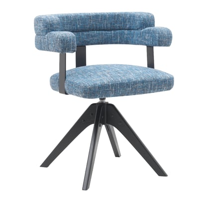 Ozzie奧奇造型扶手布面實木腳旋轉餐椅-三色可選13