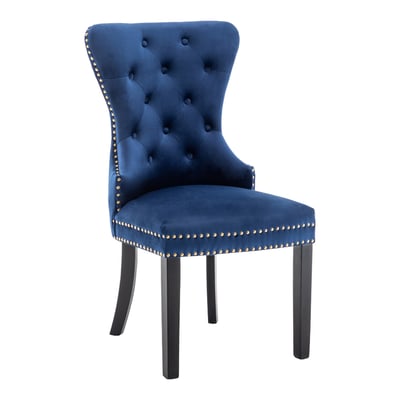 Lonnie朗尼絨布拉扣鉚釘木質腳休閒餐椅-四色可選17