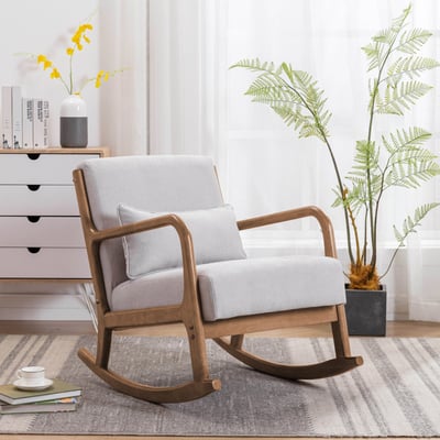 Shake夏克布面實木框單人休閒搖椅-四色可選19