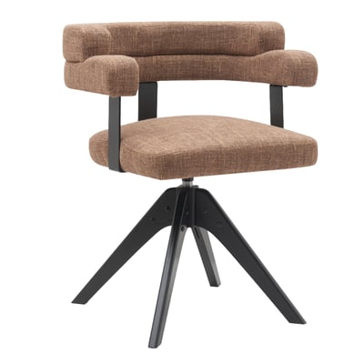 Ozzie奧奇造型扶手布面實木腳旋轉餐椅-三色可選14