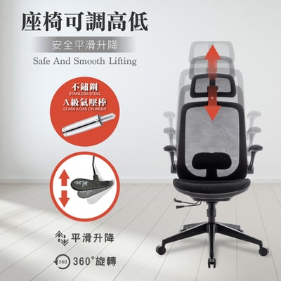 Whirlwind旋風全網多功能高背電腦椅-黑色15