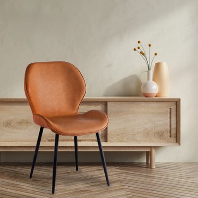 Omar歐瑪PU工業風黑腳休閒餐椅-兩色可選15