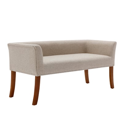 Sabrina薩賓娜布面扶手鉚釘邊實木腳休閒長凳-兩色可選2