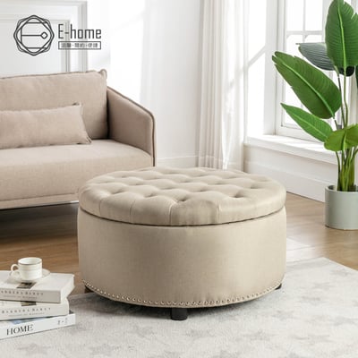 Nala娜拉菱紋拉扣布面鉚釘邊圓凳-幅76cm-兩色可選15