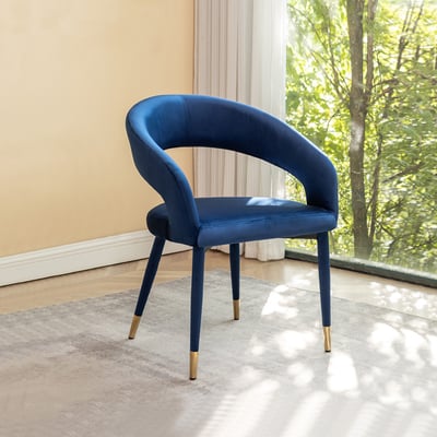 Louis路易斯鏤空高級絨布包金腳休閒餐椅-兩色可選17