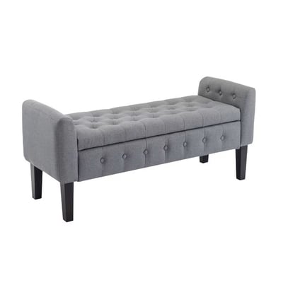 Inari伊納利簡約歐式拉扣布面扶手實木腳收納長凳-三色可選1