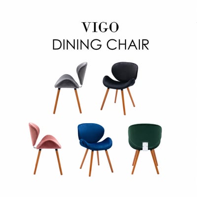 Vigo維格流線絨布實木腳休閒餐椅-五色可選6