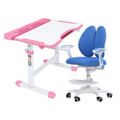 粉紅JOCO喬可兒童成長桌椅組(贈燈及書架)2