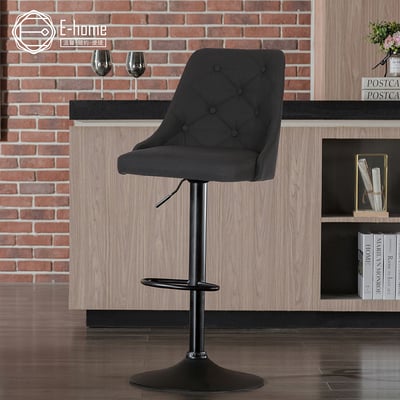 Adelric艾德里克布面拉扣黑腳可調吧檯椅-兩色可選15