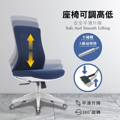 Vortex 1.0 旋流白框中背半網人體工學電腦椅-三色可選13