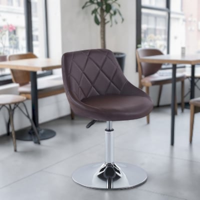 Luke路克菱格紋皮面可調式多功能圓盤椅-四色可選21