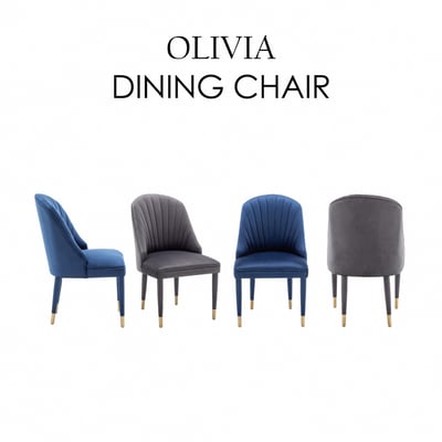 Olivia奧利維亞高級絨布包金腳休閒餐椅-兩色可選3