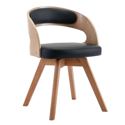 Russ拉斯PU面旋轉曲木實木腳餐椅-兩色可選12