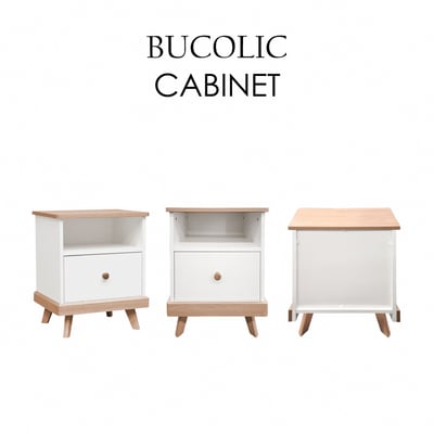 Bucolic田園系上開下抽收納實木腳邊櫃-原木色2