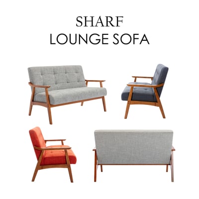 Sharf雪芙拉扣布面厚感實木腳雙人休閒沙發-三色可選4