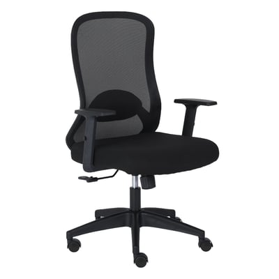 微風網布高背扶手電腦椅-黑色1