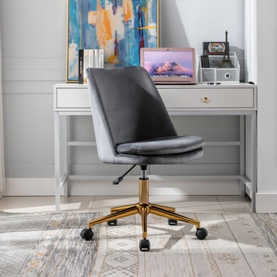 Calista卡莉絲塔簡約絨布金腳電腦椅-三色可選16