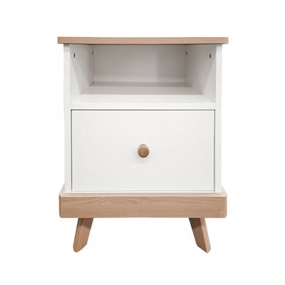 Bucolic田園系上開下抽收納實木腳邊櫃-原木色1