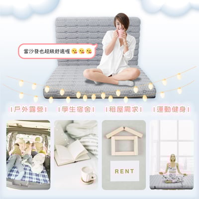 摺好睡冰晶紗涼感透氣三折床墊3.5尺-灰色4