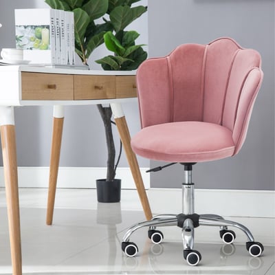 Petal小花瓣絨布造型電鍍電腦椅-三色可選17