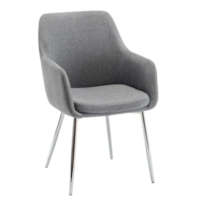 Alono雅洛諾簡約布面扶手電鍍腳休閒餐椅-灰色1