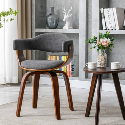 Nina妮娜布面曲木可旋轉休閒餐椅-兩色可選16