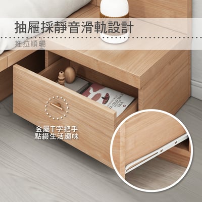 Cozy舒活系1抽收納床頭櫃-原木色14