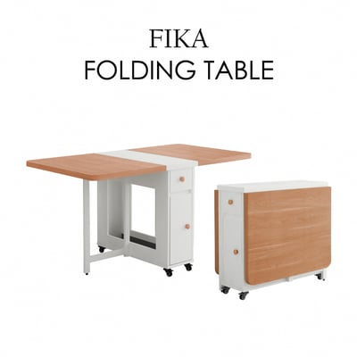 Fika悠享系1抽1門折合蝴蝶長方餐桌-幅150cm-原木色2