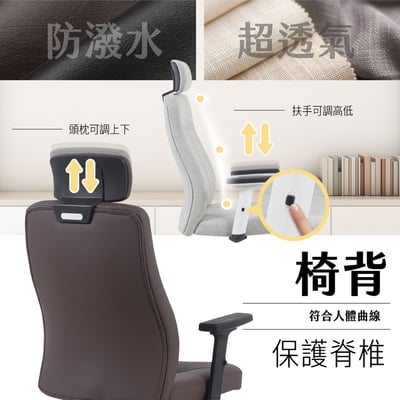 瑪特輕柔PU高背扶手可升降電腦椅-三色可選10