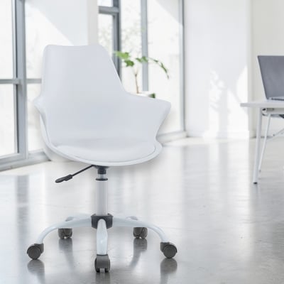 Milo米洛簡約軟墊扶手PP白腳電腦椅-四色可選19