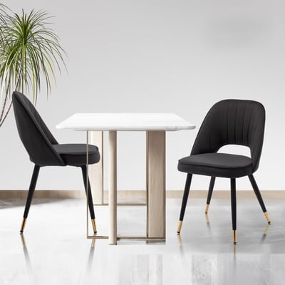 Richie里希直紋絨布腳包金邊休閒餐椅-四色可選16