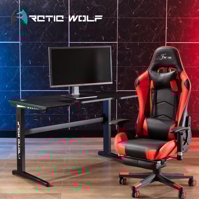 ArcticWolf Shadow暗影碳纖維LED炫光電競桌-黑色12