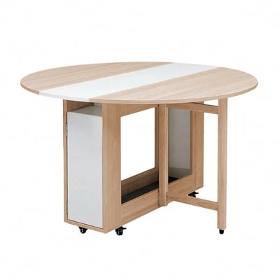 Fika悠享系1開1門折合蝴蝶圓形餐桌-幅120cm-原木色1