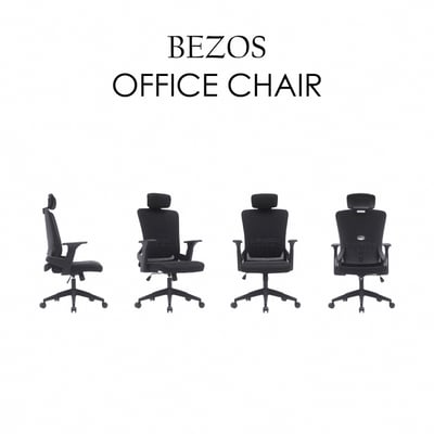 Bezos貝佐斯高背扶手半網人體工學電腦椅-黑色2