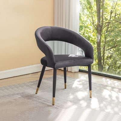 Louis路易斯鏤空高級絨布包金腳休閒餐椅-兩色可選16