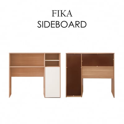 Fika悠享系2開1門收納蝴蝶桌餐櫃-原木色17