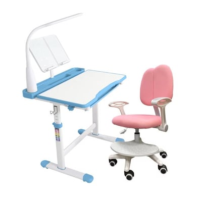 藍色DOYO朵幼兒童成長桌椅組(贈燈及書架)3