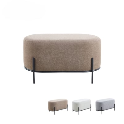 Calvin凱文布面金屬黑腳橢圓穿鞋椅凳-寬80cm-三色可選20