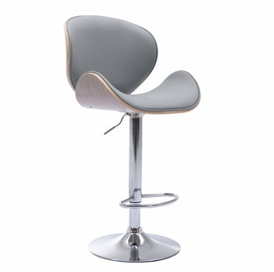 Carl卡爾PU淺曲木可調式吧檯椅-灰色1