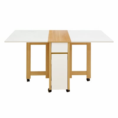 Breeze微風系1抽1門折合蝴蝶長方餐桌-幅140cm-白色1