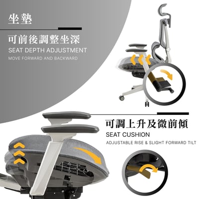 Coronna卡蘿娜意式高階底盤德國網人體工學電腦椅-灰色12