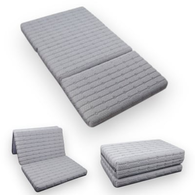摺好睡冰晶紗涼感透氣三折床墊3尺-灰色1