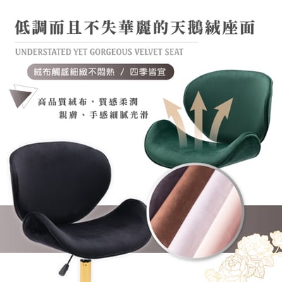 Edith伊迪斯簡約絨布金腳電腦椅-五色可選10