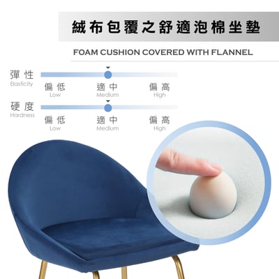 Toby托比絨布網美金腳吧檯椅-坐高74cm-四色可選12