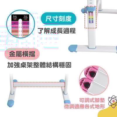 藍色DOYO朵幼兒童成長桌椅組(贈燈及書架)10