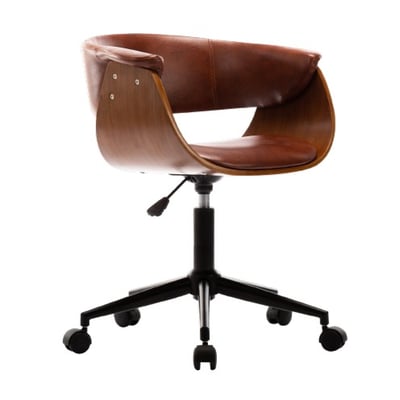 Idan伊丹PU扶手曲木升降電腦椅-棕色1