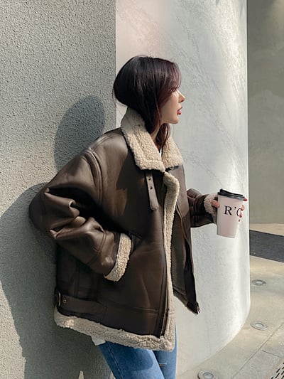 韓國高單羊羔毛皮夾克1